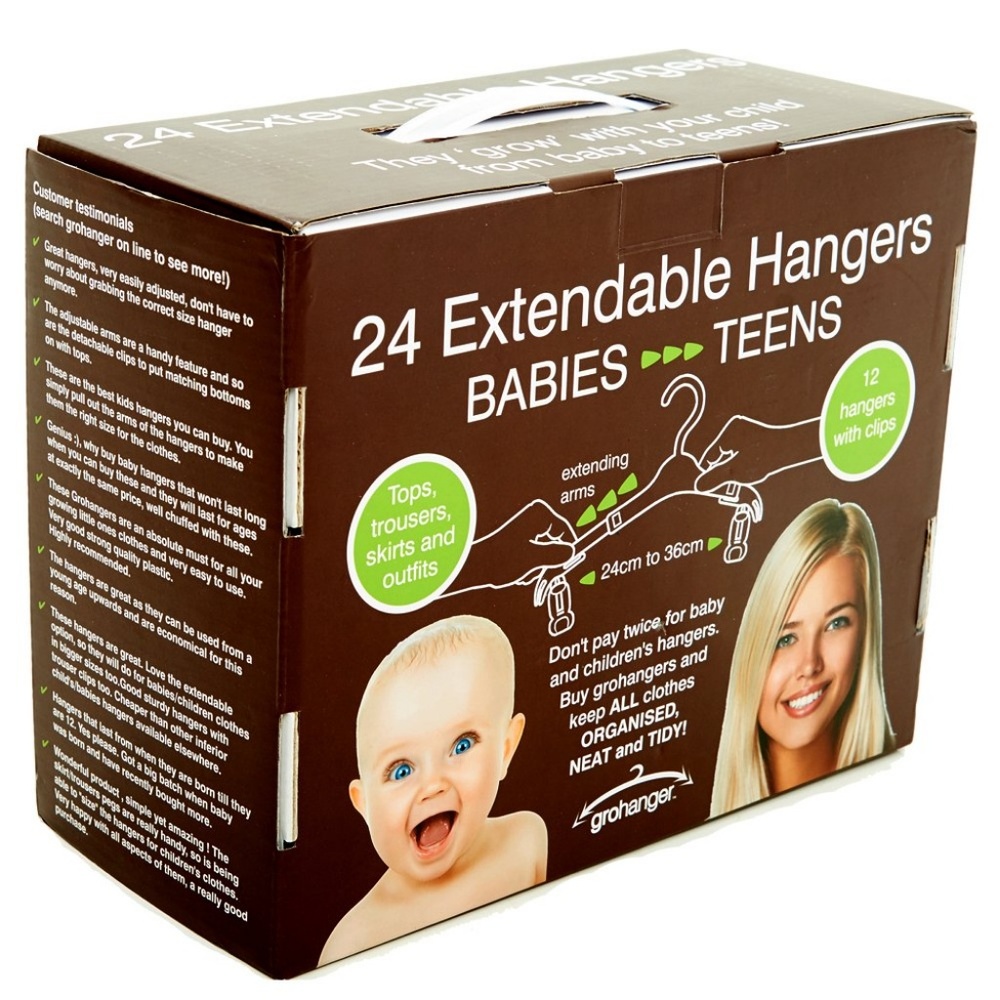 Kids Clothes Hangers Set of 24 Extendable